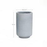 Gray cylindrical vase with a height of 19.3 inches and diameter of 12.2 inches, reminiscent of a modern minimalist decor piece, sits against a plain white background. Its ideal as a weather-resistant planter for those who appreciate sleek, subtle elegance in their spaces.