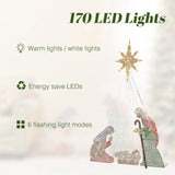 Illuminate your home this season with a decorative nativity scene that features 170 energy-saving LED bulbs, offering warm/white light options and six flashing modes. This stunning Christmas decoration even showcases the North Star, creating a mesmerizing holiday display.