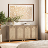 Natural Finish Engineered Wood storage Cabinet withRound Ball Legs, 16"