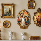 Oval Religious Holy Family Wall Plaque for Prayer Room, 12.6"