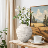 Rustic Handcrafted Textured Cement Vase,Gray 11.7''