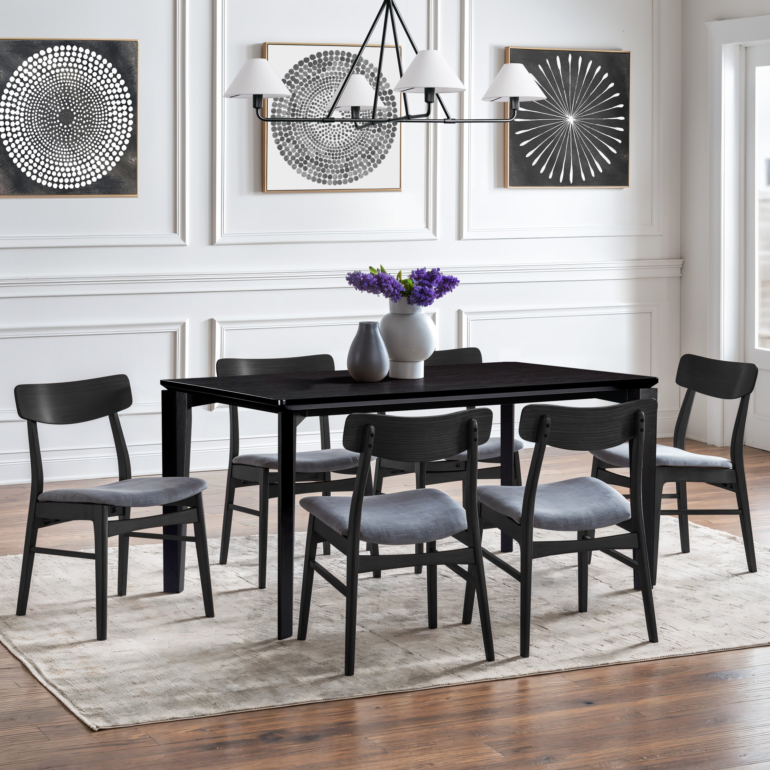 Wenge in ash veneer wood rectangle dining table with rubberwood legs - LuxenHome