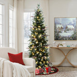 Pre-Lit Green Artificial  Pencil  Christmas Tree,6.5Ft