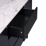 Black manufactured wood sideboard cabinet with marble top - LuxenHome