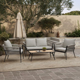 Ventura outdoor aluminum with PE rope loveseat & coffee table set - LuxenHome