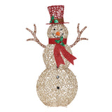 Champagne Gold PET Outdoor Lighted Christmas snowman, 4ft