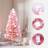 Pre-Lit Pink Flocked Fiber Christmas Tree ,6ft