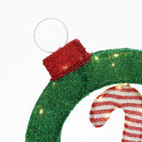 Candy cane lighted wreath outdoor christmas decoration, 1.9 ft tall - LuxenHome