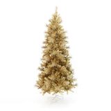 Pre-Lit Gold Tinsel Pine Christmas Tree with Stand,,7.5Ft