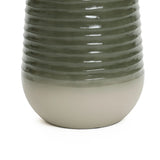 Close-up of a planter vase with a smooth, gradient design transitioning from dark green at the top to light gray at the bottom, perfect for indoor and outdoor environments.