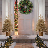 Pre-Lit Gold Branches Pine Christmas Tree with Pot,3Ft