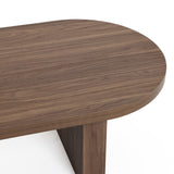 Travertine-style and walnut finish wood coffee table - LuxenHome