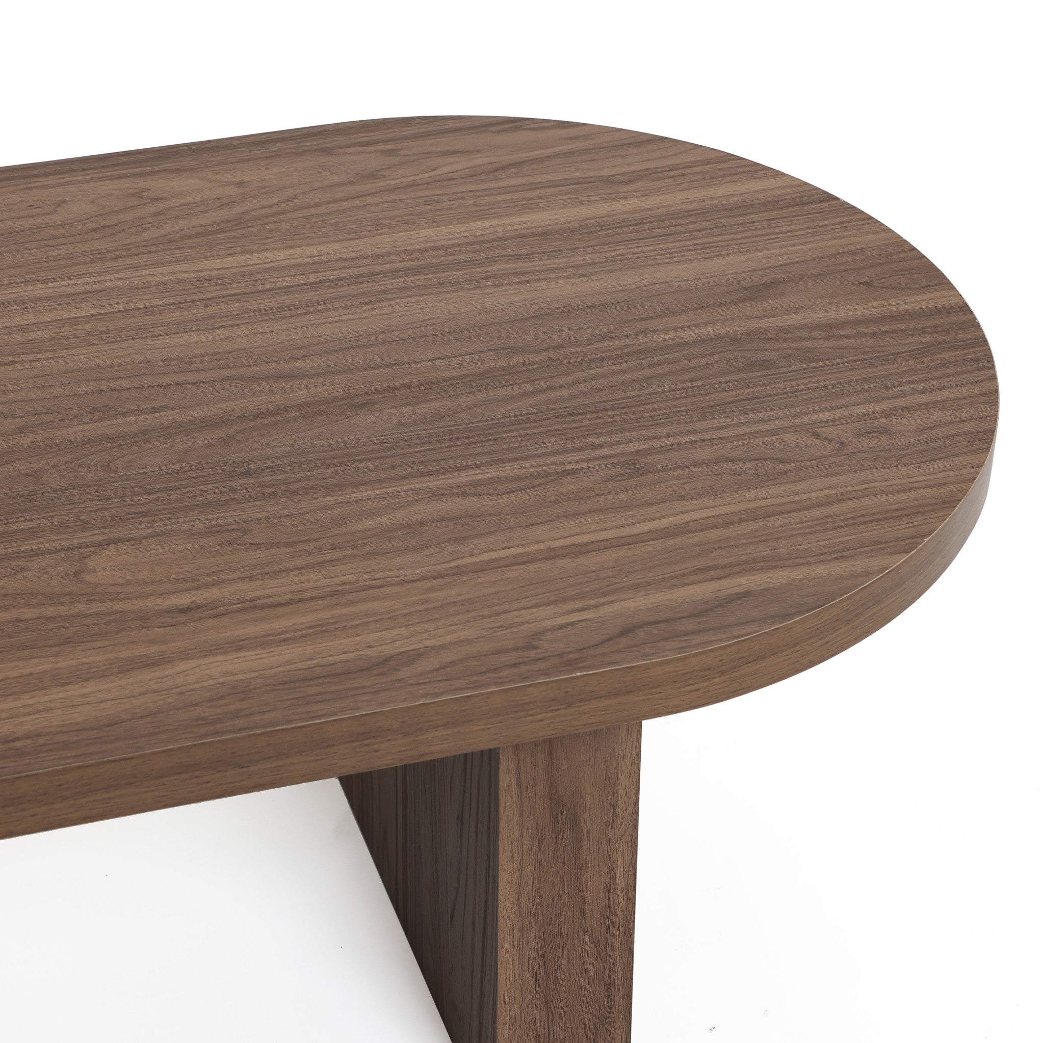 Travertine-style and walnut finish wood coffee table - LuxenHome