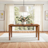 Walnut veneer wood rectangle dining table with rubberwood legs - LuxenHome