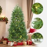 Pre-Lit Green Artificial Cedar Christmas Tree with Stand, 6.6 ft