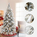 Pre-Lit Flocked Artificial Christmas Tree with Stand,6.5ft