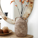 Handcrafted Ceramic Jug Vase, Marble Brown, 8.6" Wide