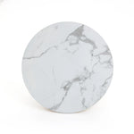 Burl wood finish round end/side table with faux marble top - LuxenHome