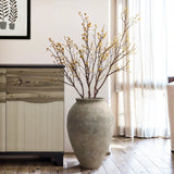 Old-World Gray with Brown Round Terracotta Vase,17.4''