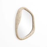 Asymmetrical oval wall mirror featuring a textured, free-form frame on a plain white background, perfect for modern home decor.