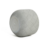 A modern, minimalist aesthetic defines this cylindrical planter, crafted from durable MgO material. Its textured, interwoven pattern and flat circular base stand elegantly against a plain white background.