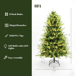 6Ft Pre-Lit Green Full Artificial Pine Christmas Tree with 8 Light Functions - LuxenHome