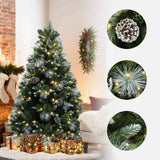 Pre-Lit Green and White Branches Pine Christmas Tree,6.2Ft