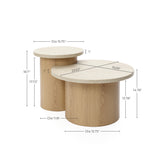 Round Nesting Tables with Travertine Tops,Set of 2