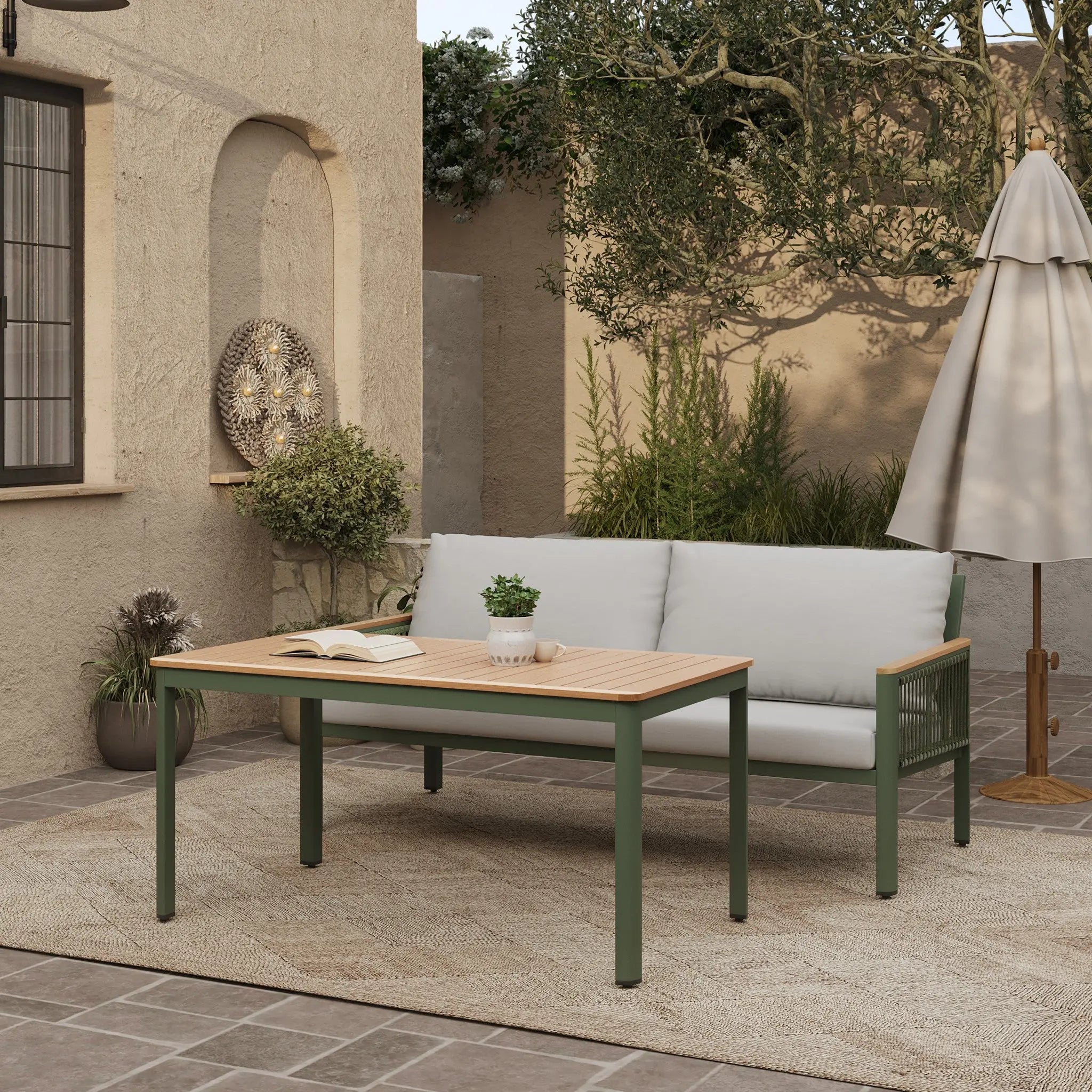 Carlsbad outdoor loveseat & coffee table set - LuxenHome