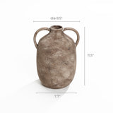 Handcrafted Ceramic Jug Vase, Marble Brown, 8.6" Wide