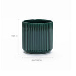 The LuxenHome Jade green ribbed glazed round ceramic planter offers a modern, sleek design with vertical ribs. It stands 11.81 inches tall and has an 11.42-inch diameter, featuring a drainage hole for optimal plant care—an ideal addition to your plant collection.