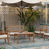Solana solid wood rectangle outdoor coffee table - LuxenHome