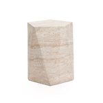 Travertine-Style Irregular Textured MgO Side Table - LuxenHome