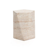 Travertine-Style Irregular Textured MgO Side Table - LuxenHome