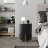 Round Wood Storage Side Table with Metal Stand,21.65''