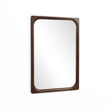 Rectangular wall mirror featuring a rubberwood frame, elegantly mounted on a white wall, perfect for enhancing any home decor.