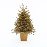 Pre-Lit Gold Branches Pine Christmas Tree with Pot,3Ft