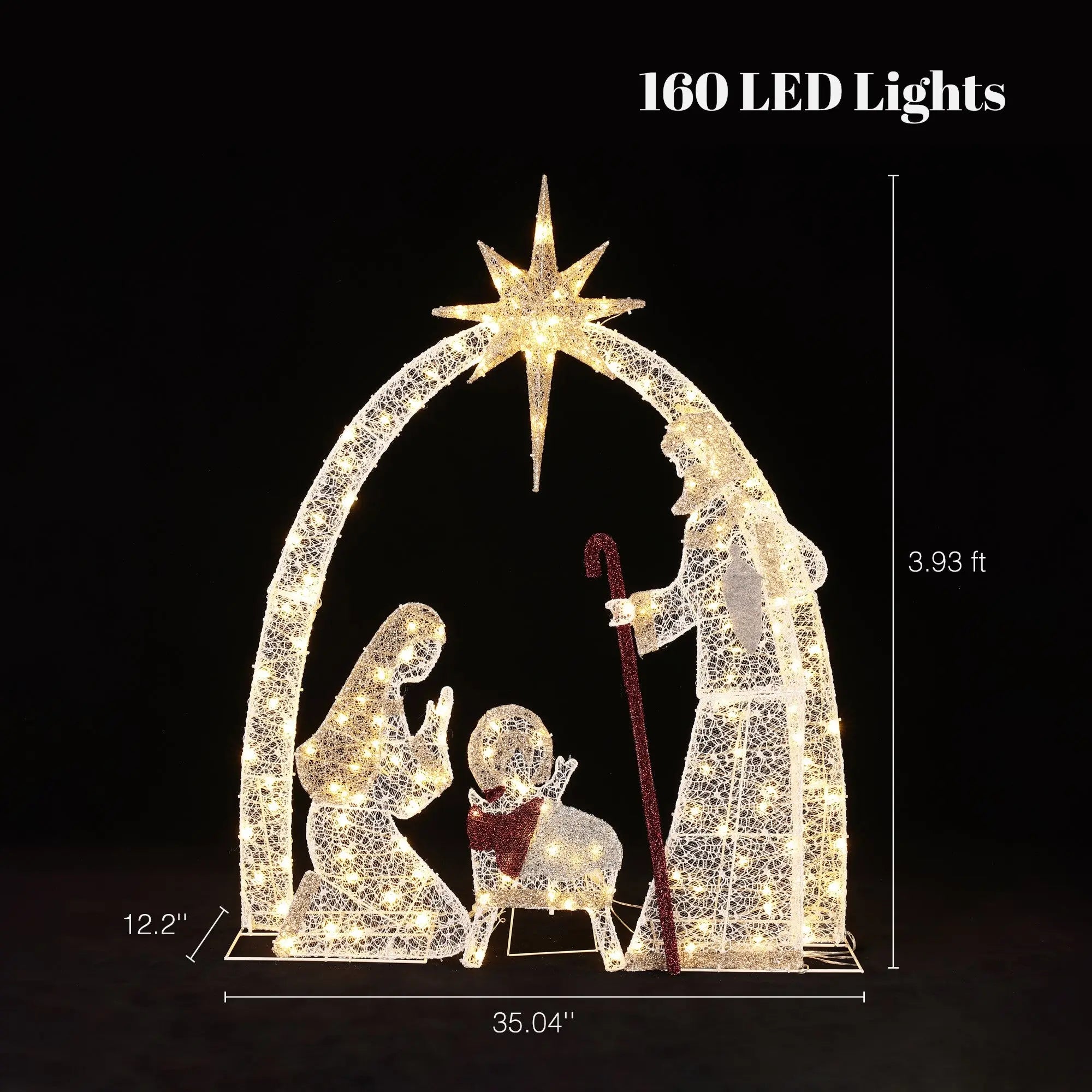 Lighted nativity and christmas tree, clear - LuxenHome