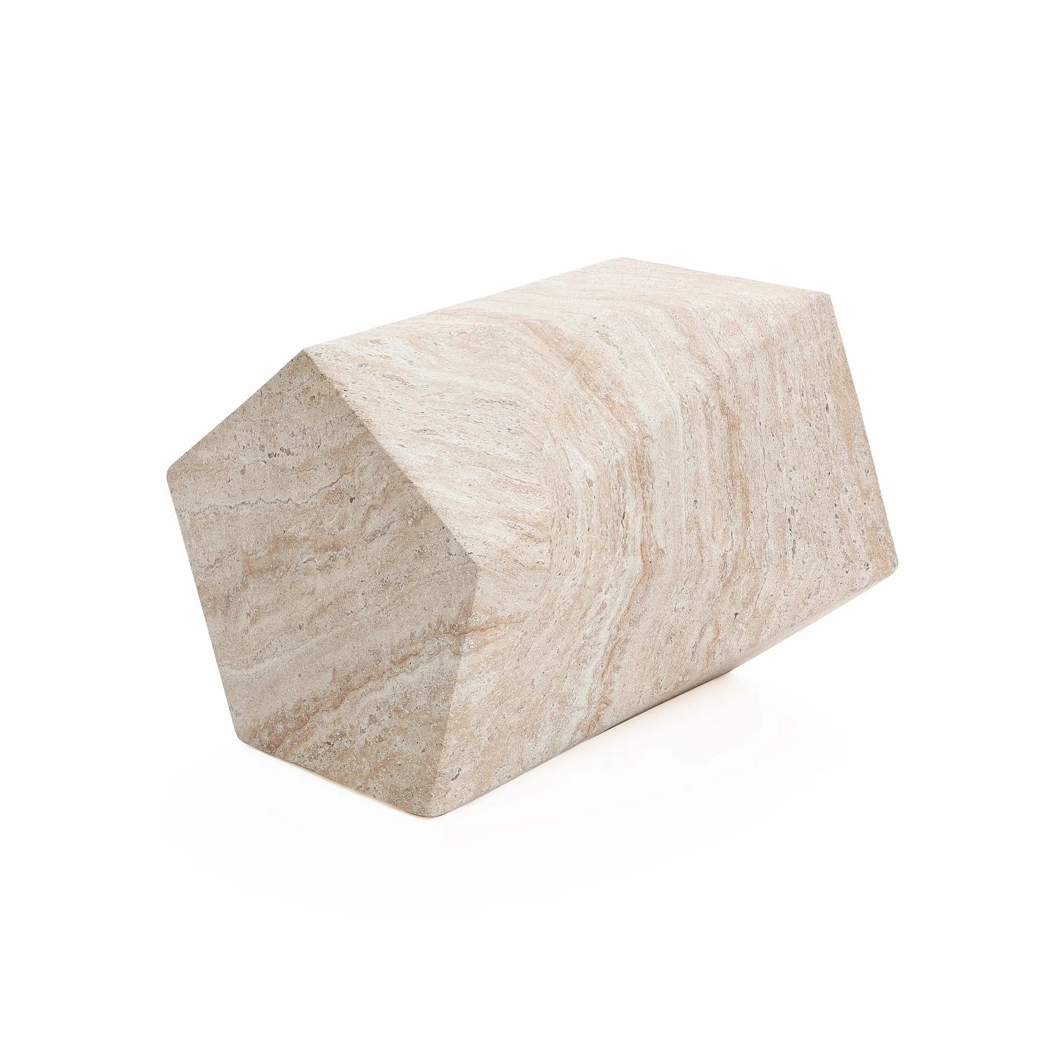 Travertine-Style Irregular Textured MgO Side Table - LuxenHome