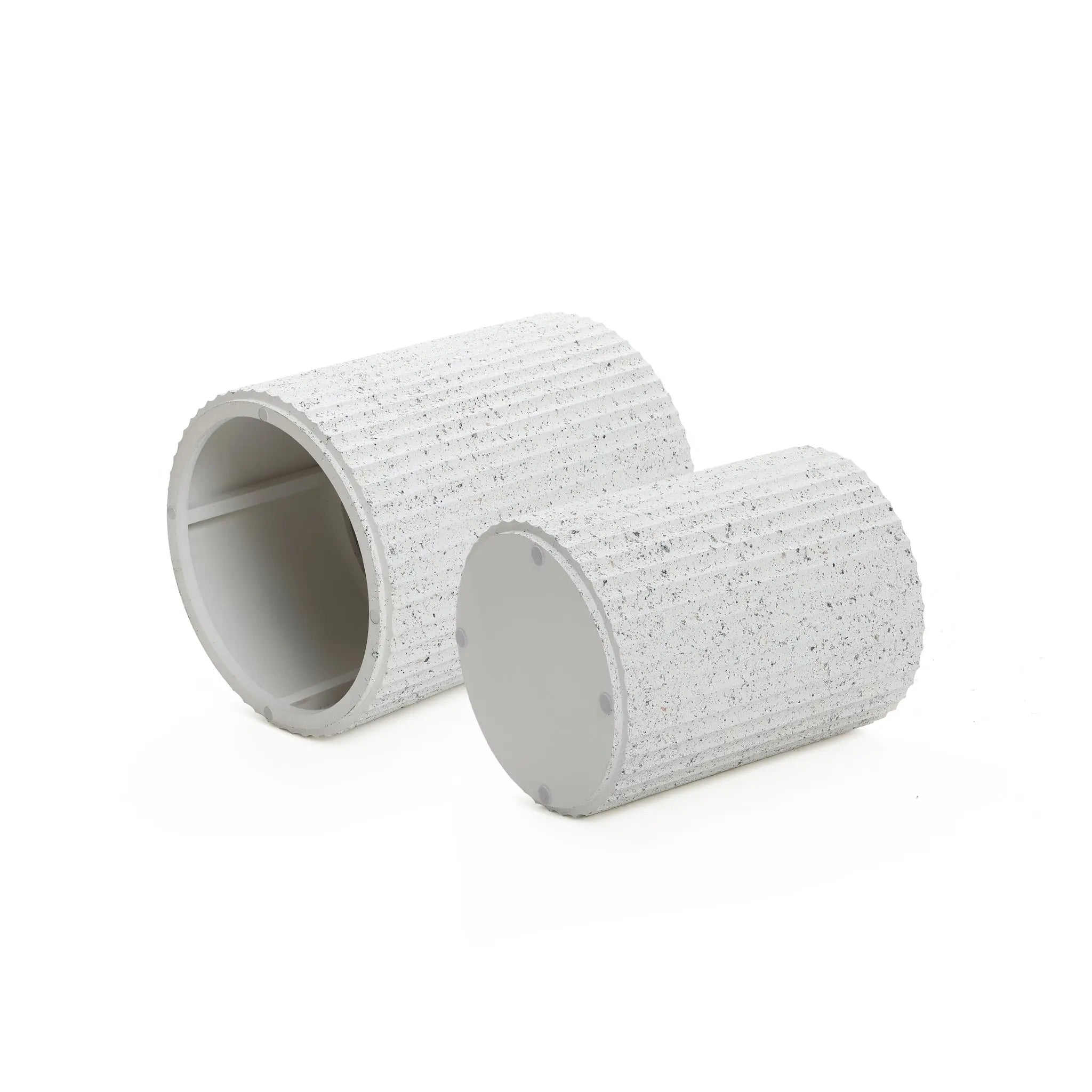 Fluted Cement Nesting Side Table Set - LuxenHome