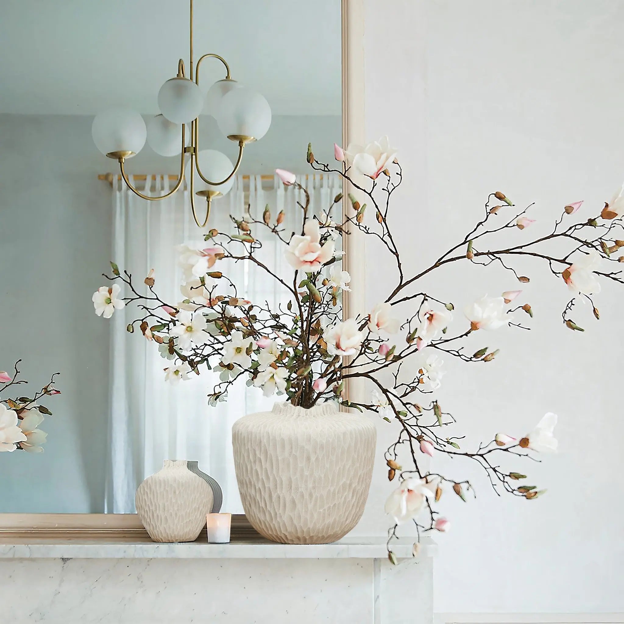 Beige beehive round MgO Vase, 12.8'' h - LuxenHome