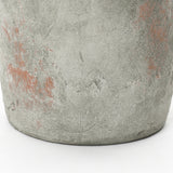 Rustic Gray & Brown Round Terracotta Vase with Handles,13.4''