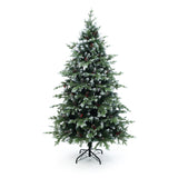 Pre-Lit  Green Full Christmas Tree with pinecones,6ft