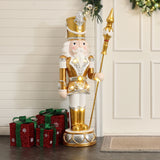Christmas Soldier Nutcracker in Silver & Gold with Lights, 4 ft