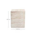 Travertine-Style Square MgO Side Table - LuxenHome