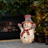 White Tinsel Frosted Snowman Holiday Snowman Decor, 2ft