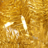 Pre-Lit Gold Tinsel Pine Christmas Tree with Stand,,7.5Ft