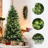 Pre-Lit Green Artificial Full Christmas Tree with Stand,6ft
