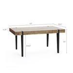 Oak Finish MDF Wood Black Metal Dining Table - LuxenHome