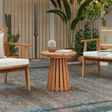 Sereno solid wood pedestal outdoor side table - LuxenHome